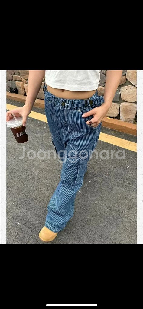 (새상품)스트라이프 데님 팬츠--3