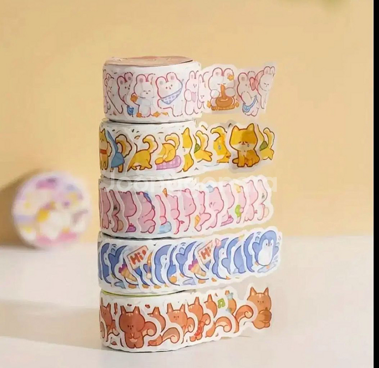 (새상품) 고양이 펭귄 토끼 롤 스티커 다꾸--2