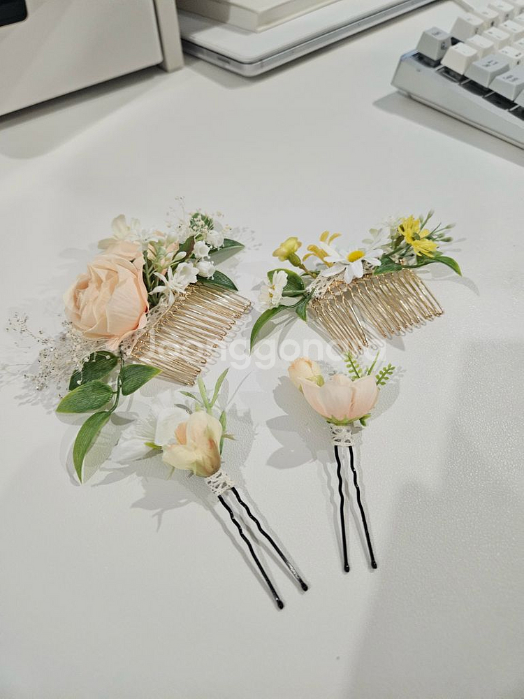 웨딩 헤어 장식 세트 (조화 헤어 피스--0