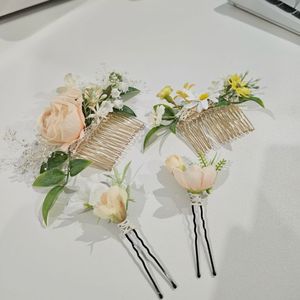 웨딩 헤어 장식 세트 (조화 헤어 피스