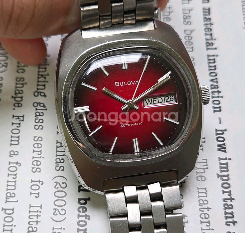 빈티지 부로바 N4 터틀 데이데이트 점보 투톤버건디 브--0