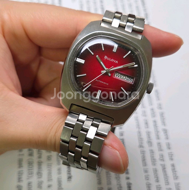 빈티지 부로바 N4 터틀 데이데이트 점보 투톤버건디 브--6