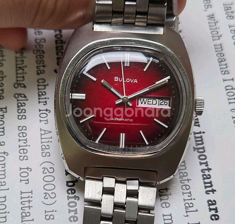 빈티지 부로바 N4 터틀 데이데이트 점보 투톤버건디 브--2