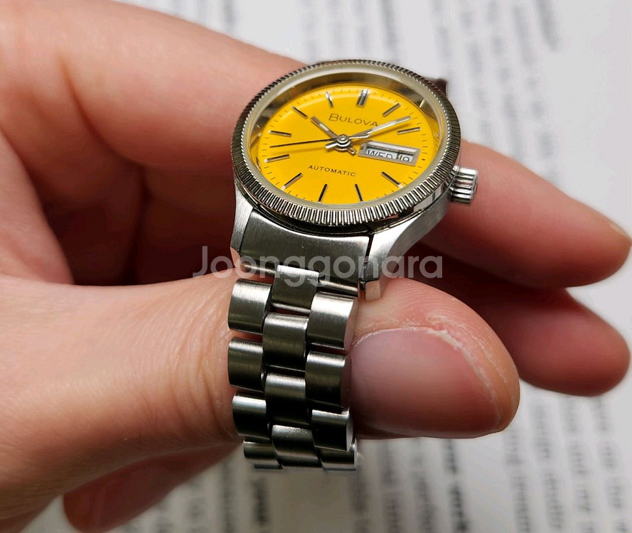 빈티지 부로바 데이데이트 노랭이 코인베젤 오토매틱 통줄--4