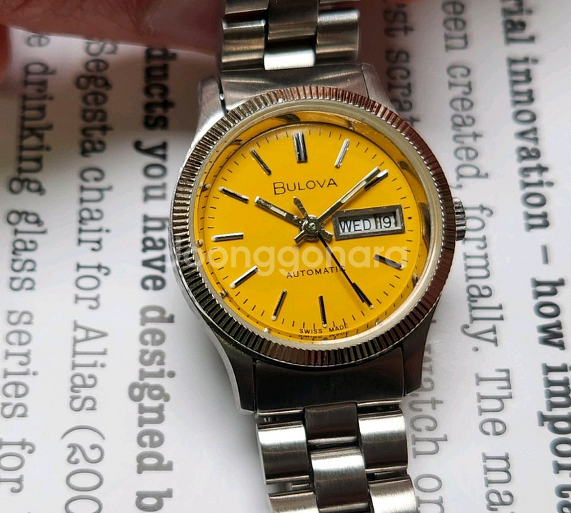 빈티지 부로바 데이데이트 노랭이 코인베젤 오토매틱 통줄--1
