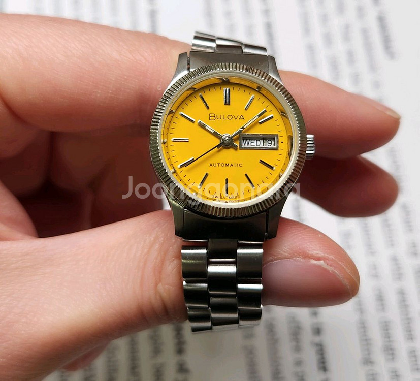 빈티지 부로바 데이데이트 노랭이 코인베젤 오토매틱 통줄--3
