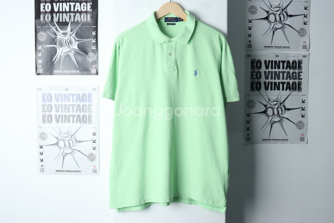 (XL-2XL) 폴로 랄프로렌 반팔 카라 티셔츠 그린--1