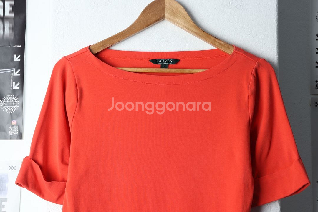 W(L) 폴로 랄프로렌 반팔 티셔츠 부분얼룩 오렌지--2