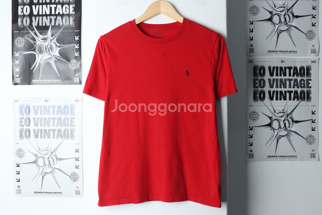 (L-XL) 폴로 랄프로렌 반팔 티셔츠 부분얼룩 레드--1