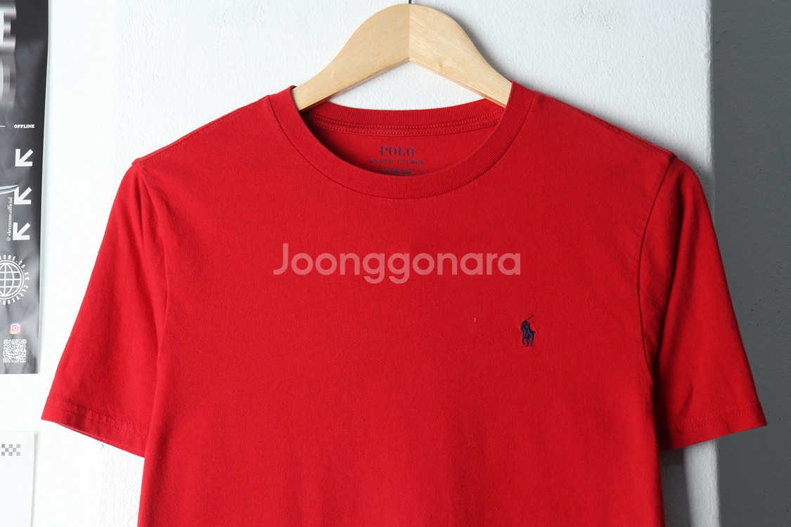 (L-XL) 폴로 랄프로렌 반팔 티셔츠 부분얼룩 레드--2