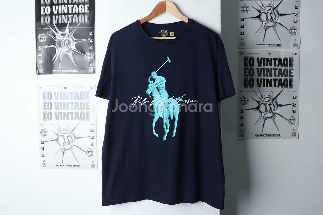 (L-XL) 폴로 랄프로렌 반팔 티셔츠 네이비 빅포니--1
