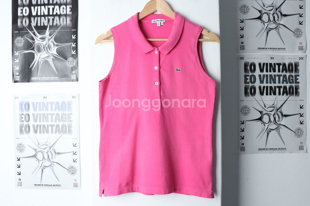 W(L) 라코스테 반팔 카라 티셔츠 민소매 핑크--1