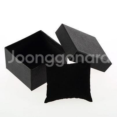 새 검정색 선물 포장 상자 소품 + 쿠션 시계 귀걸이--0