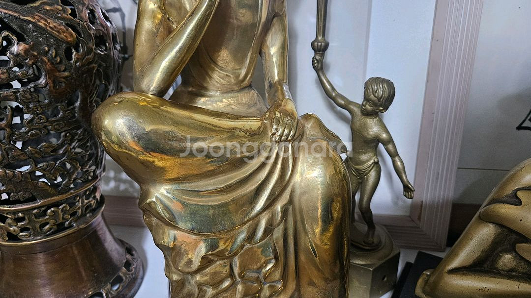 골동품 앤틱 인테리어 황동 반가사유상--5