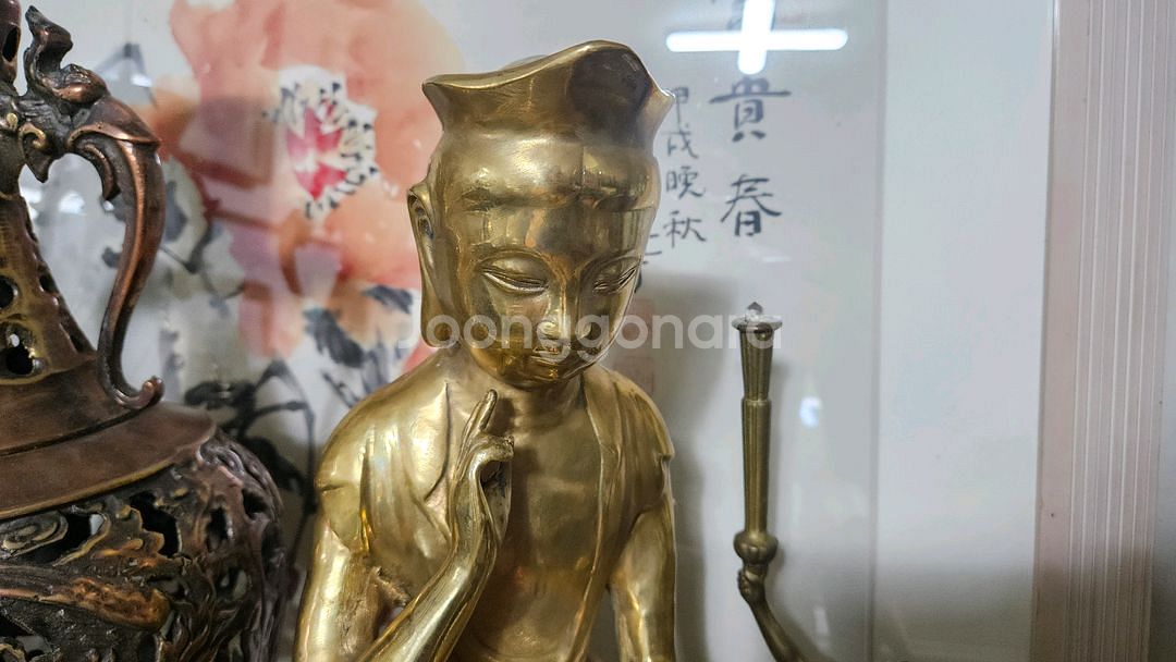 골동품 앤틱 인테리어 황동 반가사유상--3