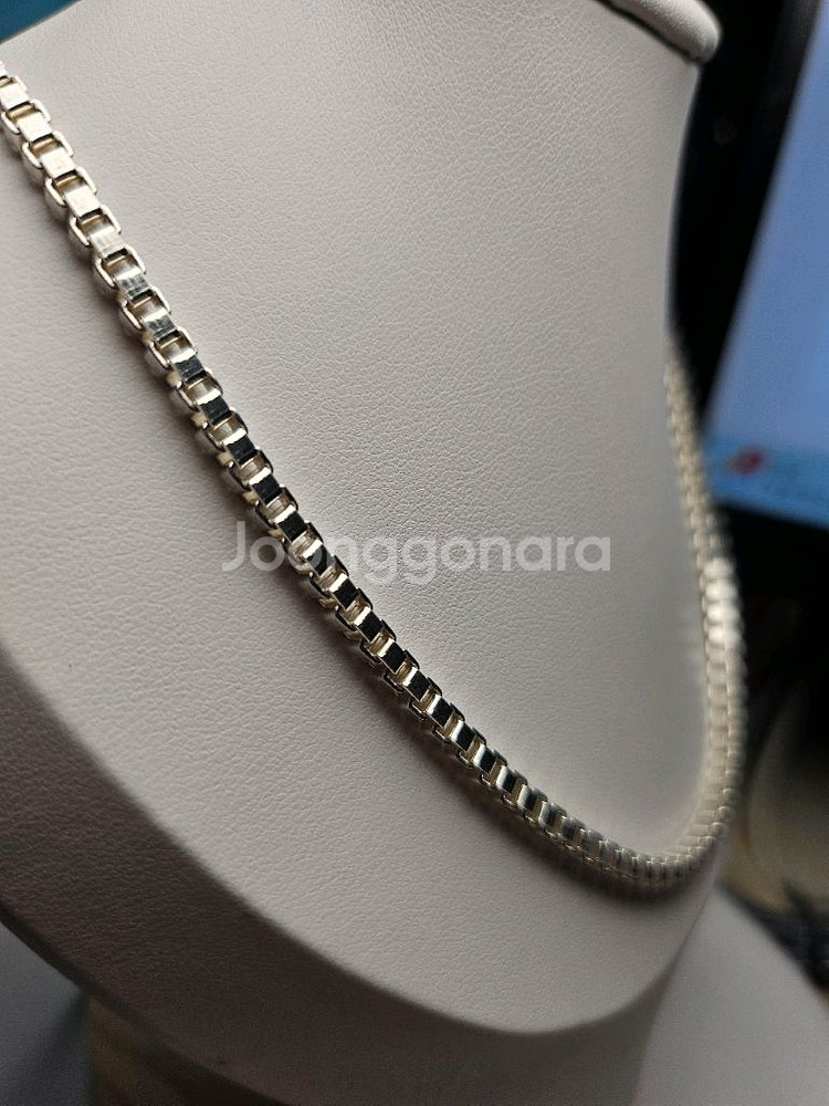 큐브 체인 실버 목걸이--1