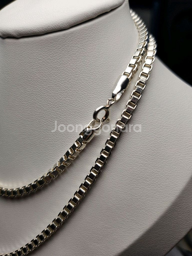 큐브 체인 실버 목걸이--3