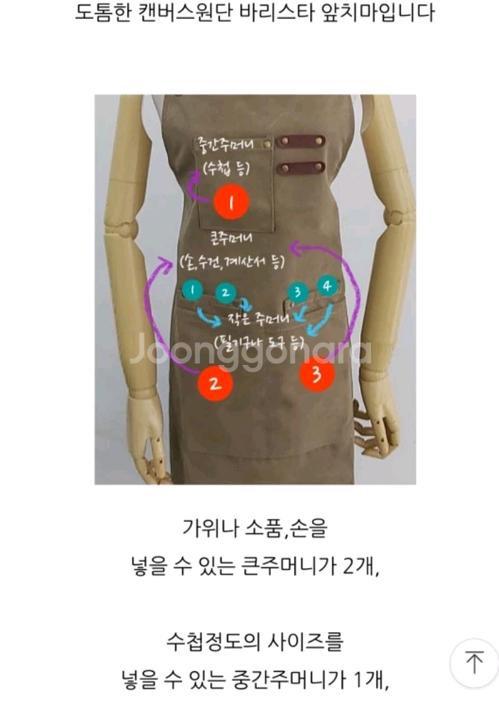 공방 목공 미술 바리스타 그림 작업용 앞치마--2