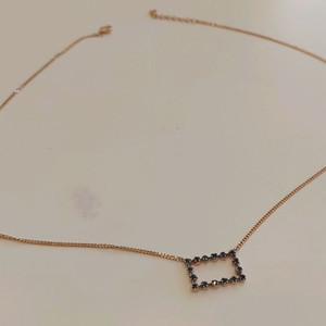 18k핑크골드_블루 스퀘어 네크리스