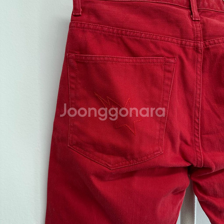 베이프 스타 자수 레드 하프 데님 팬츠--7