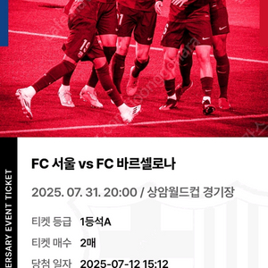 fc서울 바르셀로나 1등석a 판매합니다
