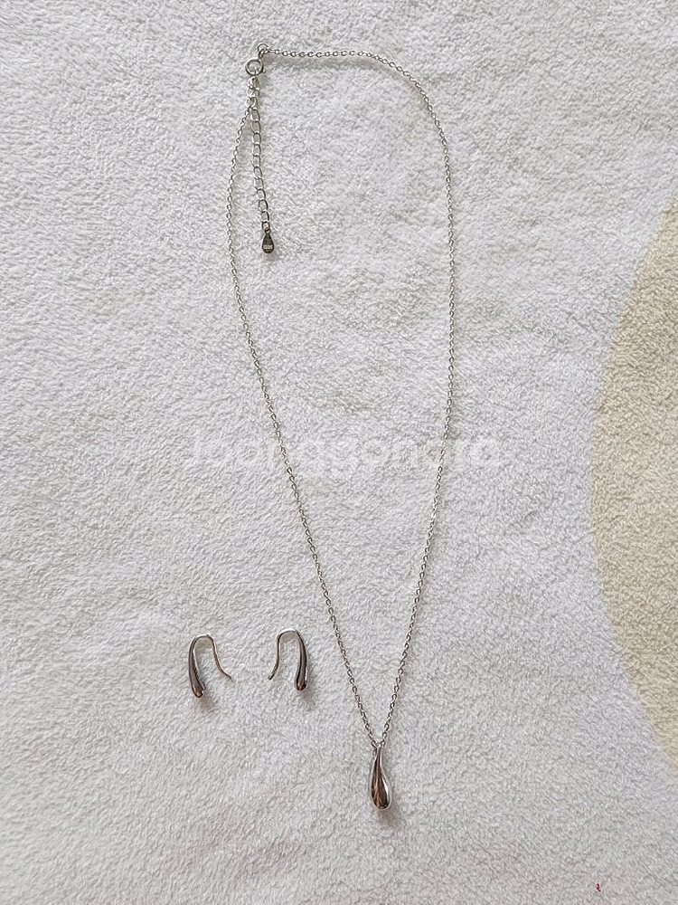 티어드롭 실버 목걸이+귀걸이 세트 새상품--1