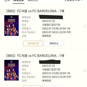 FC서울 V.S FC 바르셀로나 1등석 A(E-G구역)