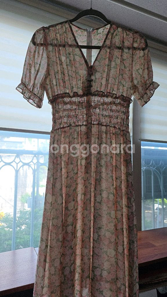 쉬폰 플라워 롱 원피스--0