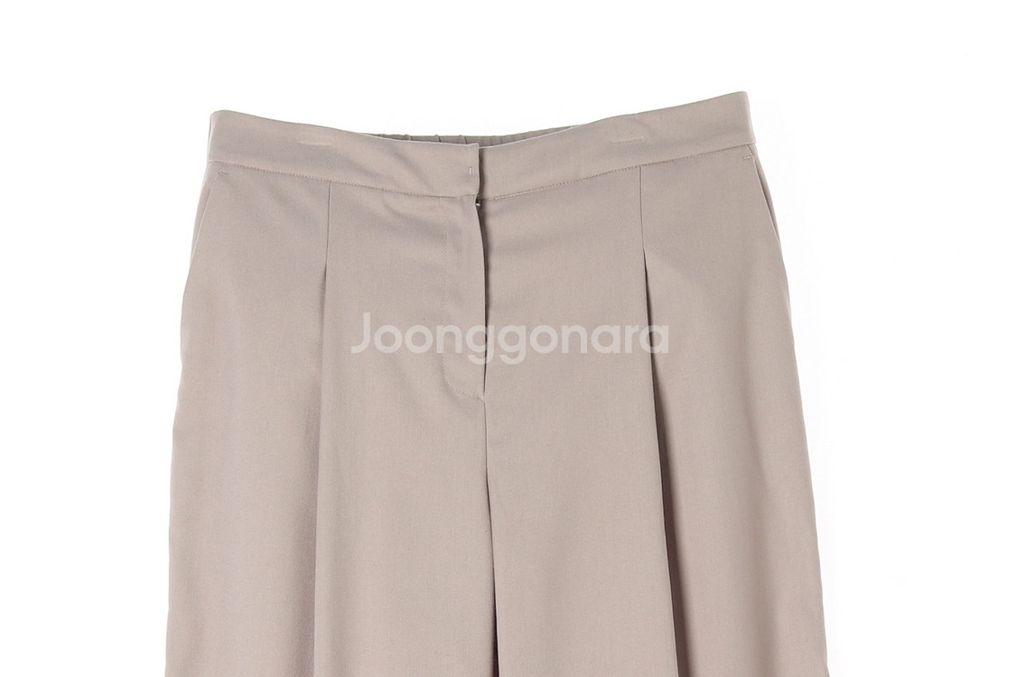 [XL]엣지 베이지 핀턱 뒷밴딩 와이드 슬랙스 바지 팬--1