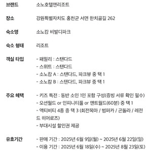 비발디파크 올인클루시브 소노캄 8/1~8/2