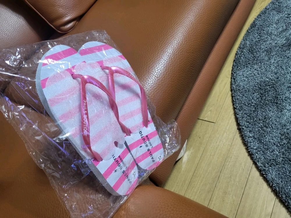 폴스부띠끄 핑크 스트라이프 쪼리 37 새상품 이미지