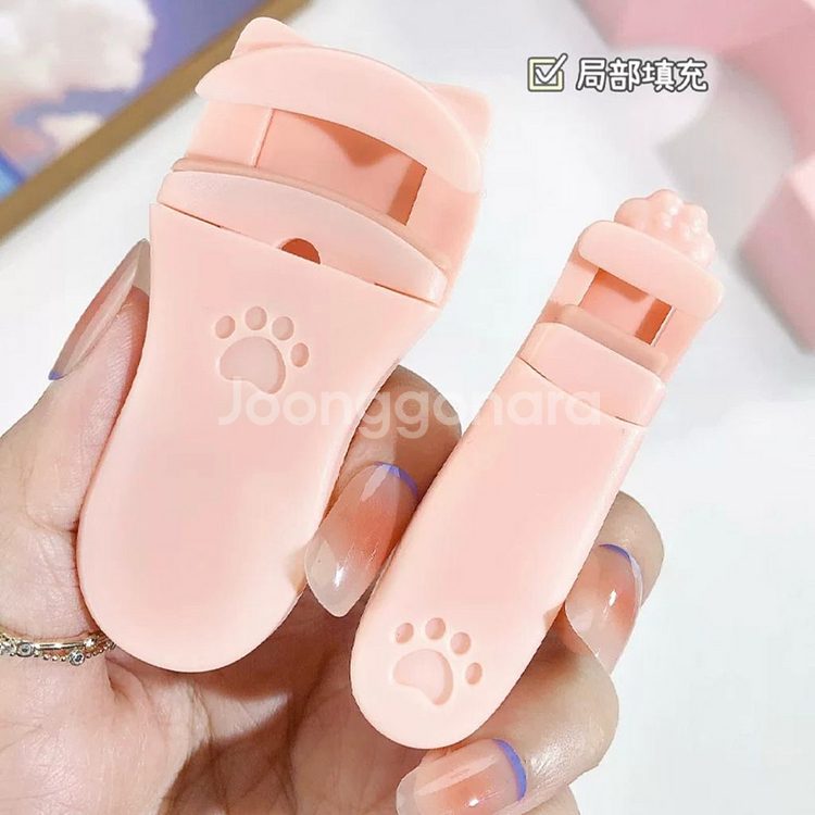 연분홍색 고양이 뷰러 세트 휴대용 미니 속눈썹 마스카라--0