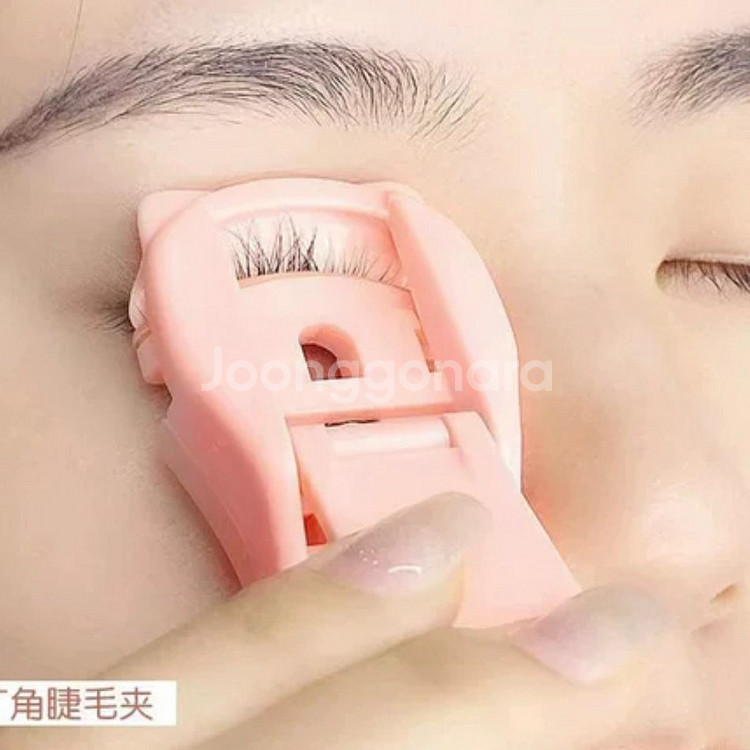 연분홍색 고양이 뷰러 세트 휴대용 미니 속눈썹 마스카라--1