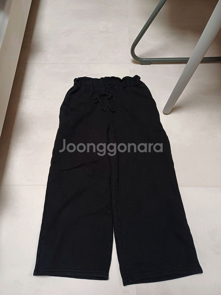 검은색 기모 와이드 스웻팬츠 스웨트팬츠 바지 S--0