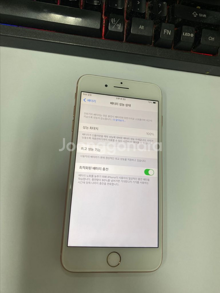 아이폰8플러스 로즈골드 액정SS급 256G 배터리100--2