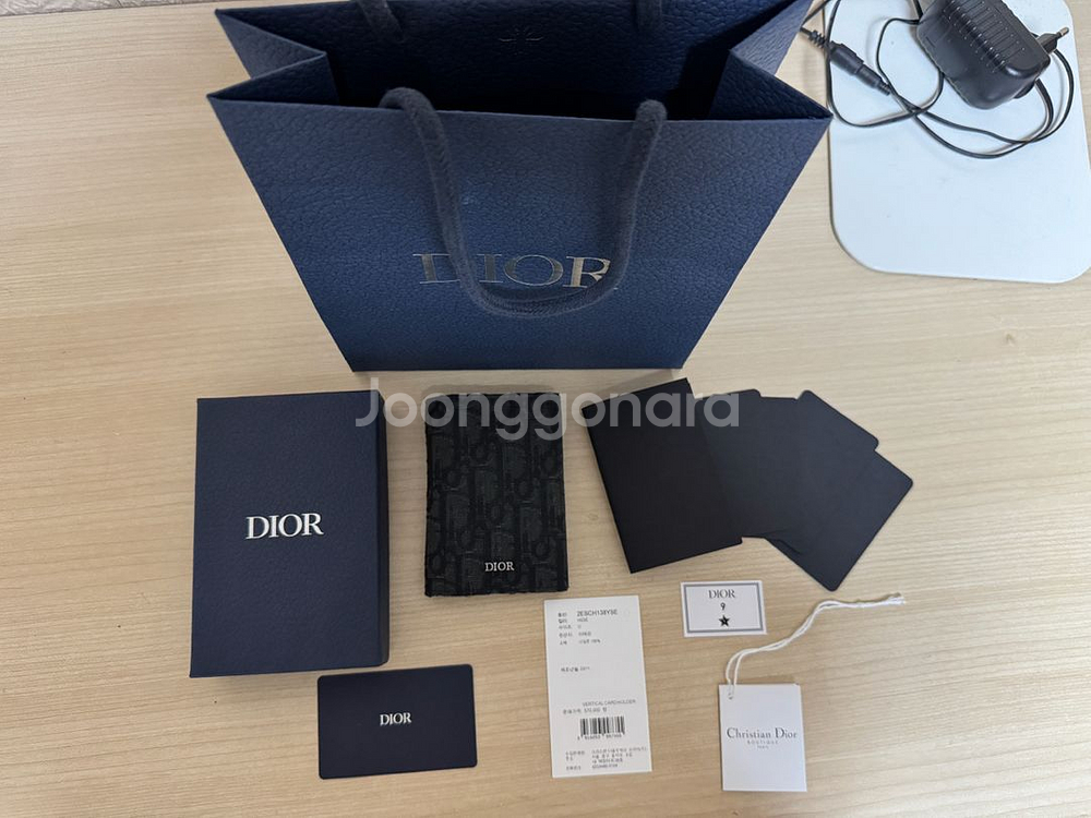 디올 오블리크 오거나이저 카드지갑 블랙 풀구성--0
