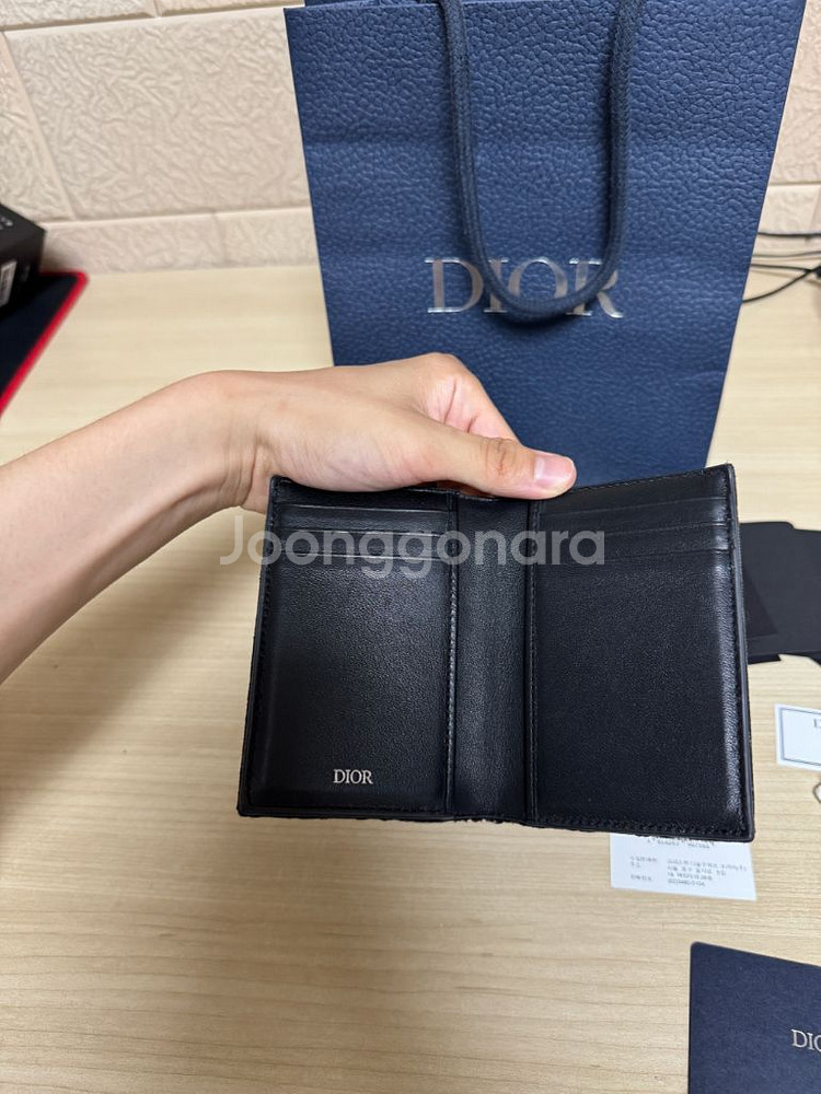 디올 오블리크 오거나이저 카드지갑 블랙 풀구성--2