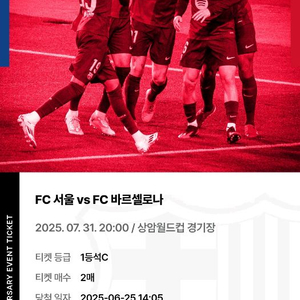 FC서울 vs 바르셀로나 1등석 C구역 2연석