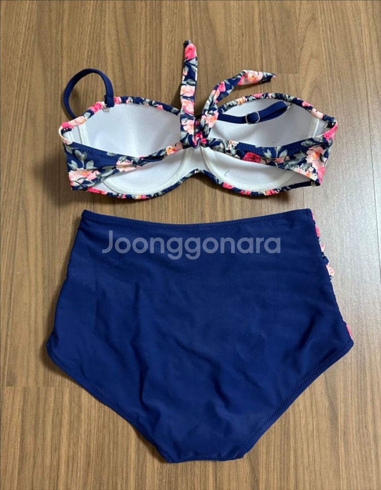 플라워 패턴 비키니 세트(사이즈 S)--1