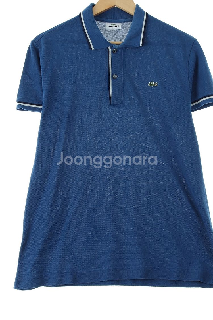(M) 라코스테 반팔 카라 티셔츠 사용감 블루--0