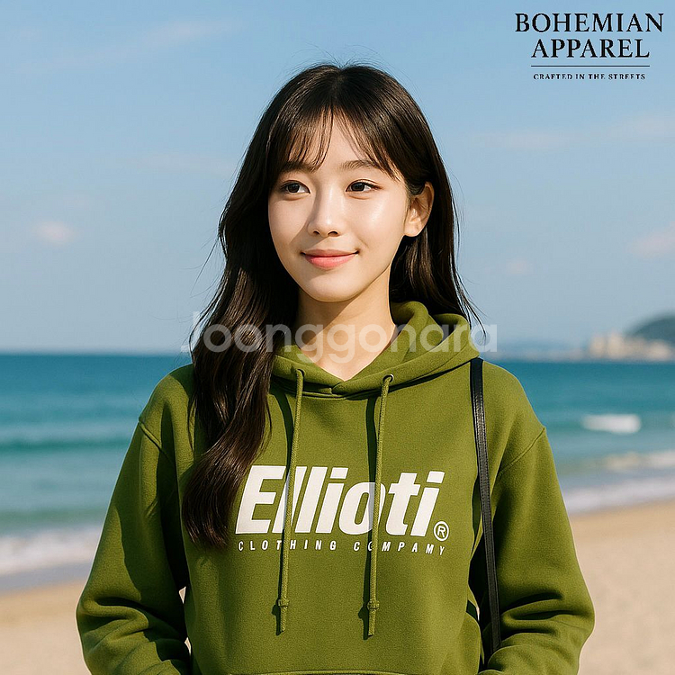 [여자 FREE]엘리오티 로고 기모 후드티--9
