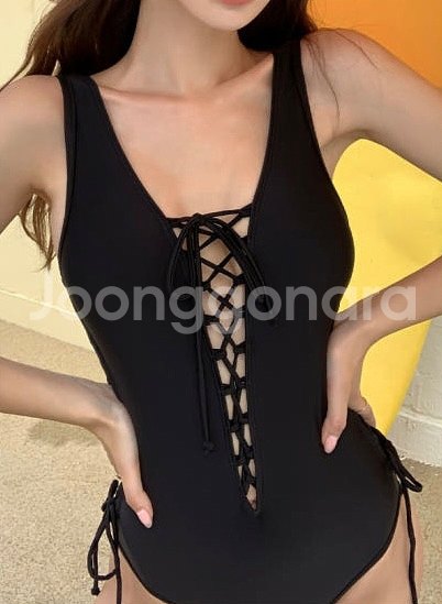섹시 아일렛 레이스업 모노키니--0