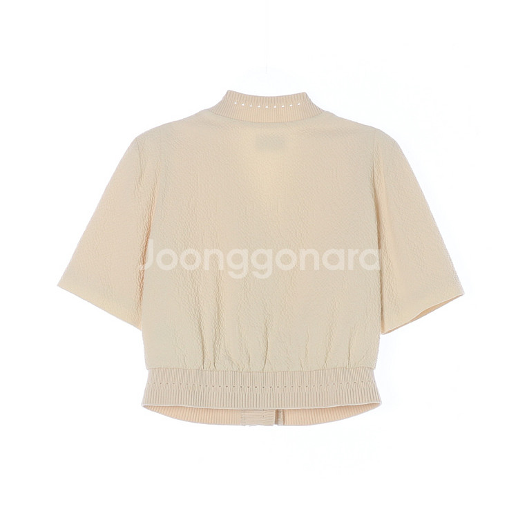 [S]타임 린넨블렌드 베이지 브이넥 퍼프소매 반팔 가디--4