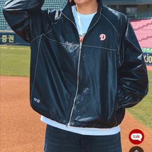 [두산베어스] 스파오 오버핏 스티치 윈드브레이커(BLA