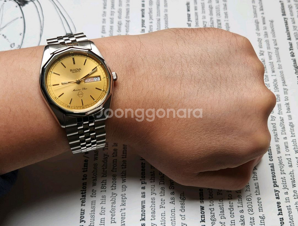 부로바 마린스타 데이데이트 샴골판 각베젤 콤비쿼츠 쥬빌--6