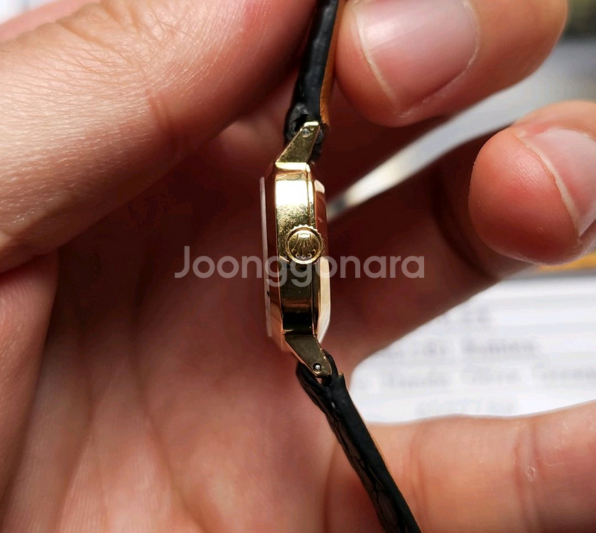 레어] 빈티지 롤렉스 셀리니 18K금통 올리브그린 수동--4