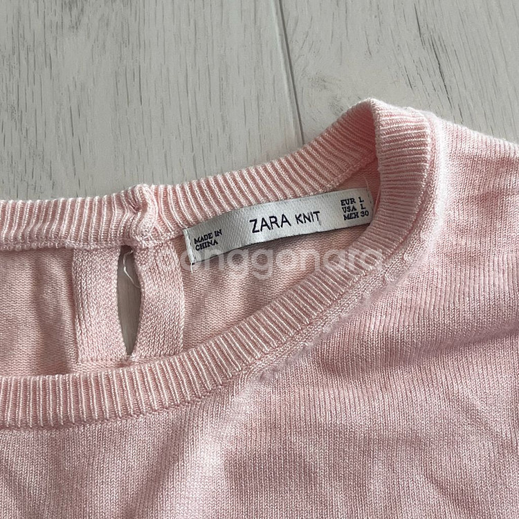 연분홍색 자라 니트 긴팔 슬림핏 여리핏 빈티지 에이블리--0