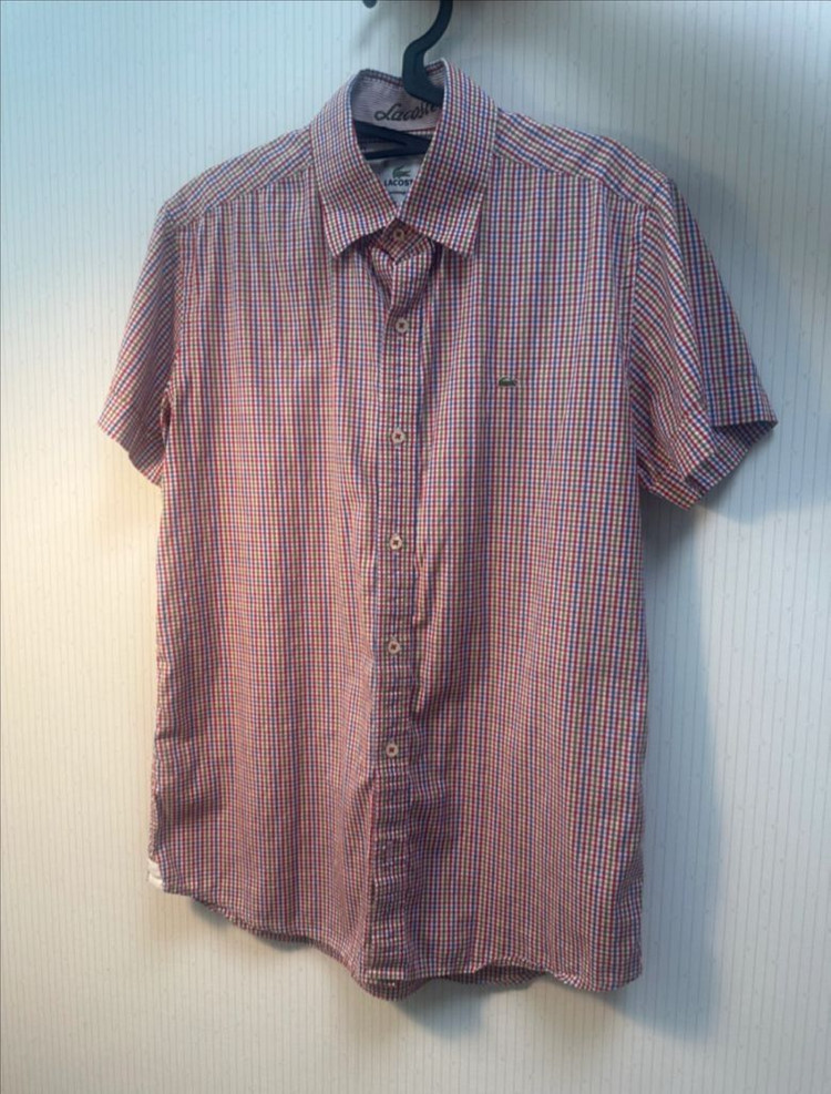 라코스테 남성 체크 반팔 셔츠 95 이미지