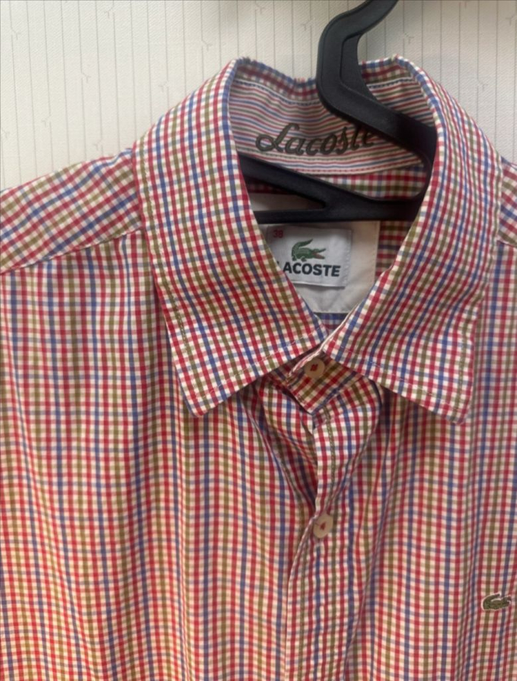 라코스테 남성 체크 반팔 셔츠 95 이미지