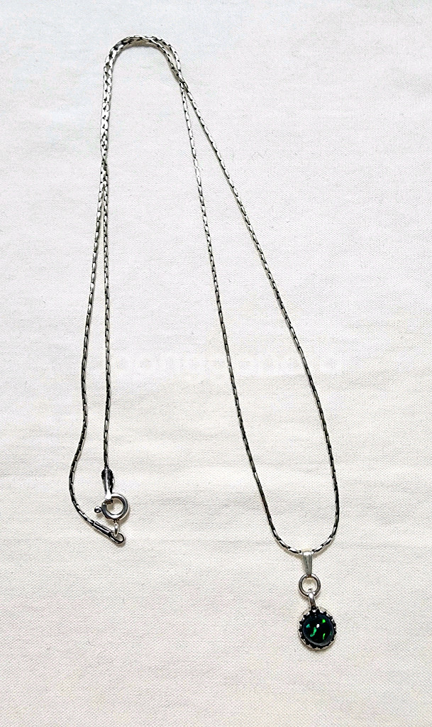 핸드메이드 AA+블랙오팔 은목걸이 (50cm)--6